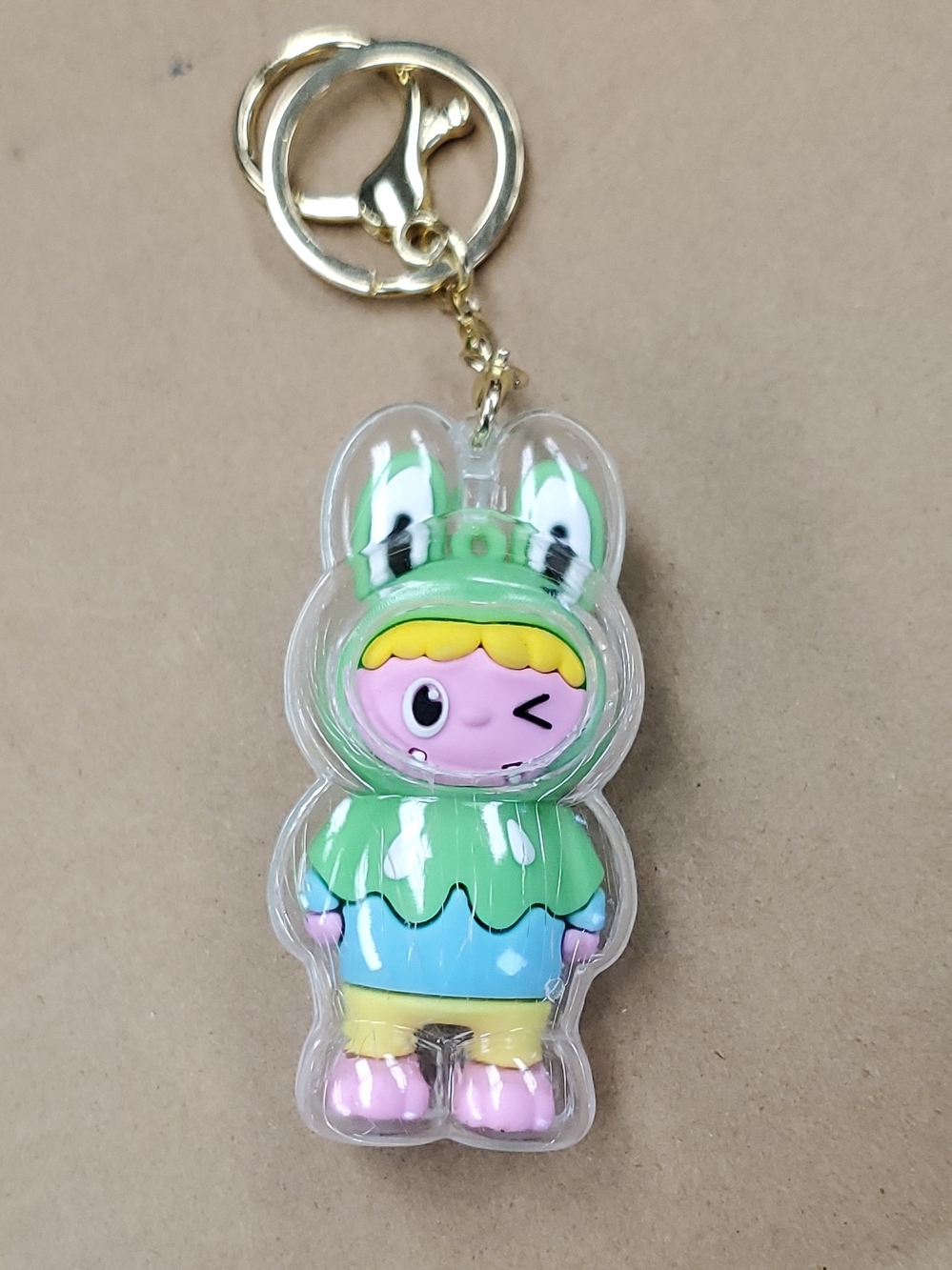 Winking Bunny-Hoodie Plush Keychain - Green, Pink, Blue